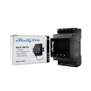 Shelly PRO 4PM WiFi + Ethernet 4-Kanaals DIN-Rail Relais met Energiemeter